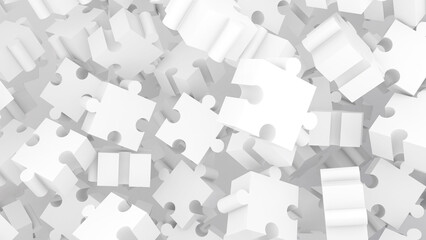Abstract white jigsaw puzzle concept image.,The concept of finding a way to work,3d rendering
