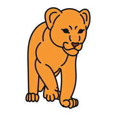 illustration of a cute lion cub