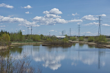 Obraz premium Pylypow Wetlands on a Sunny Spring Day