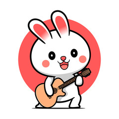 cute rabbit design playing guitar