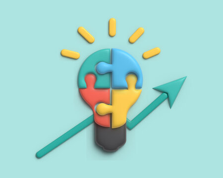 cute 3d illustration of light burb to show the idea or success concept