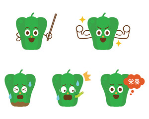 ピーマン　キャラクター　イラストセット