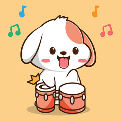 cute puppy design playing drum