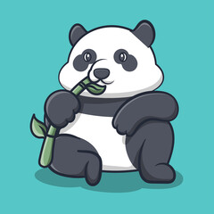cute panda design eat bamboo
