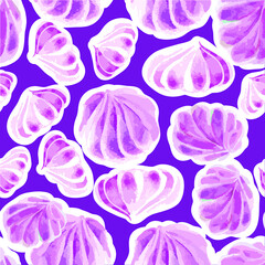 Background seamless  watercolor meringue Cakes. The texture of Desserts made of sweets for packaging design. Confectionery for cafes. vector