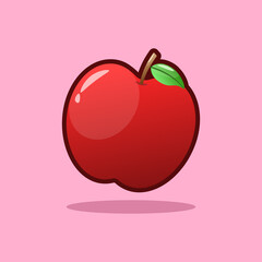 Fresh red apple vector icon illustration