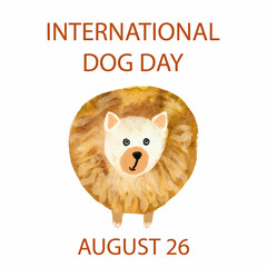 Watercolor hand drawn character dog spitz.