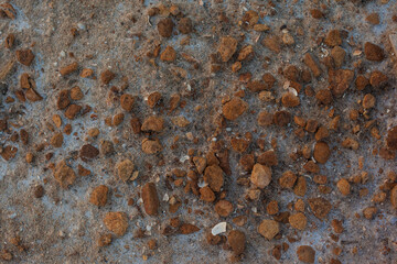 Texture of the dried earth. Background with brown stones and sand. Drought and lack of moisture in the soil. 