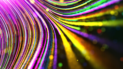 LGBTQ Pride Month abstract colorful motion. Glow light trail with multi-colour particles background.