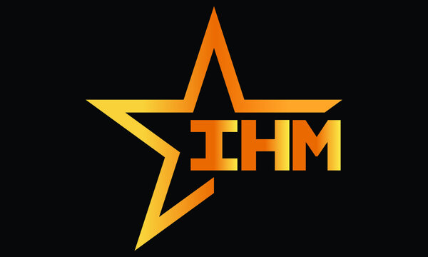 IHM golden luxury star icon three letter logo design vector template. royal logo | luxury logo | jewelry logo | premium logo | iconic logo | Victoria logo |