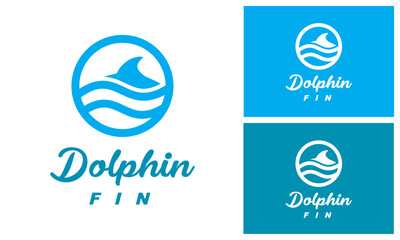 Dolphin Fin Logo Design Template. Fin Dolphin above the Water.  