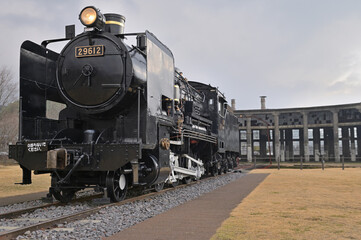 Plakat 旧豊後森機関庫の蒸気機関車