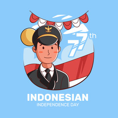 Hand drawn illustration of indonesian independence day