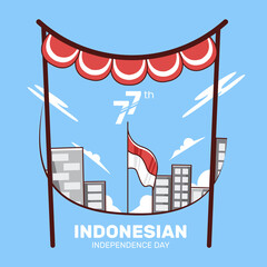 Hand drawn illustration of indonesian independence day