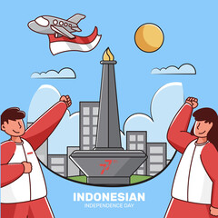Hand drawn illustration of indonesian independence day