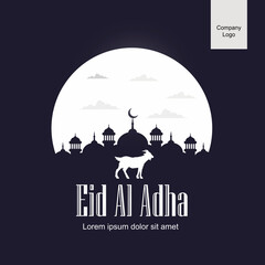 Happy Eid Al Adha design in White circle