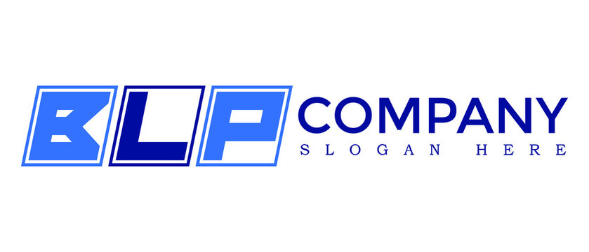 BLP three Letter Rounded rectangle boxes shape element symbol digital initial technology Media logo design, Vector Template