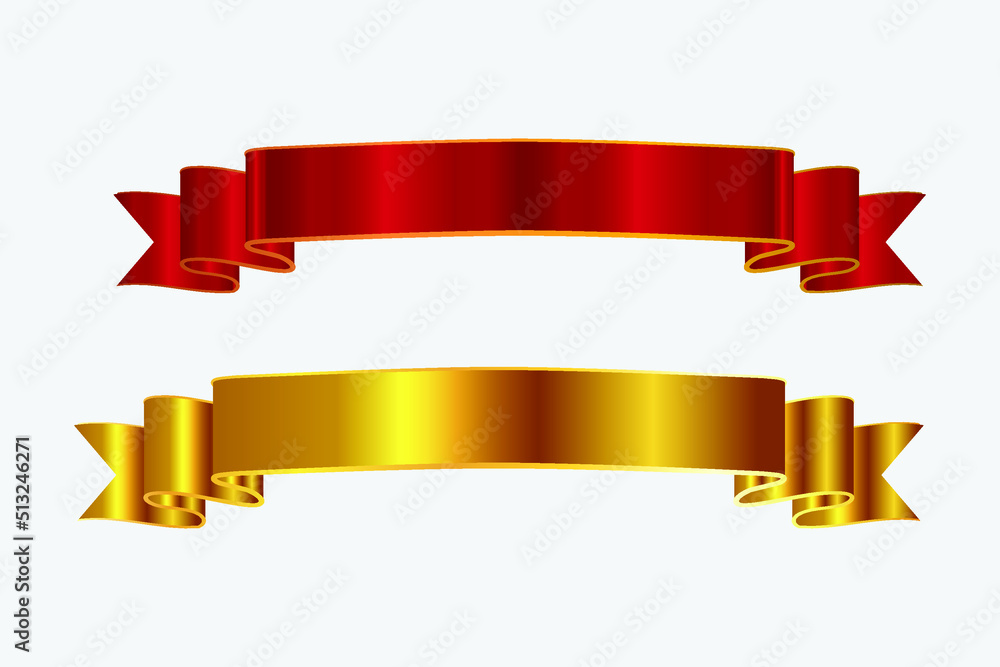 Wall mural red and golden ribbon vector design