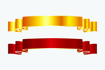 Red and golden ribbon vector design