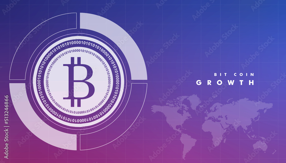 Poster global abstract bitcoin crypto currency blockchain technology world map background illustration