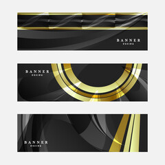 Set of black gold banner design