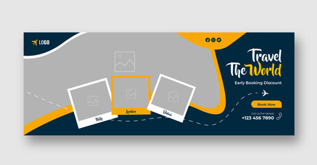 Travel agent and tourism square banner or social media Facebook cover template, 
