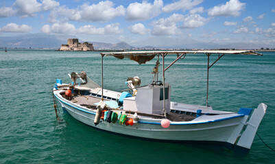 Naklejka na ściany i meble Fishing boats in the Peloponese in Greece