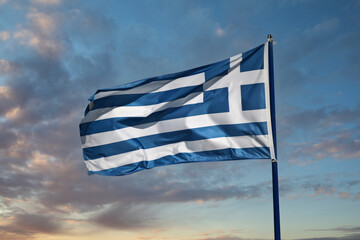 Greek flag in the Peloponese in greece in the summer