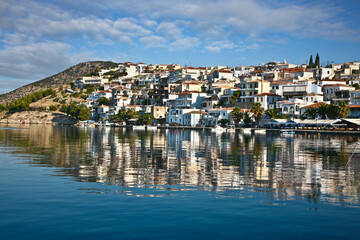 Fototapeta na wymiar Harbor in a small village in the Peloponese in greece in the summer