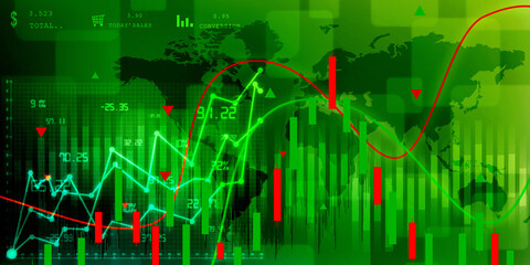 2d rendering Stock market online business concept. business Graph 
