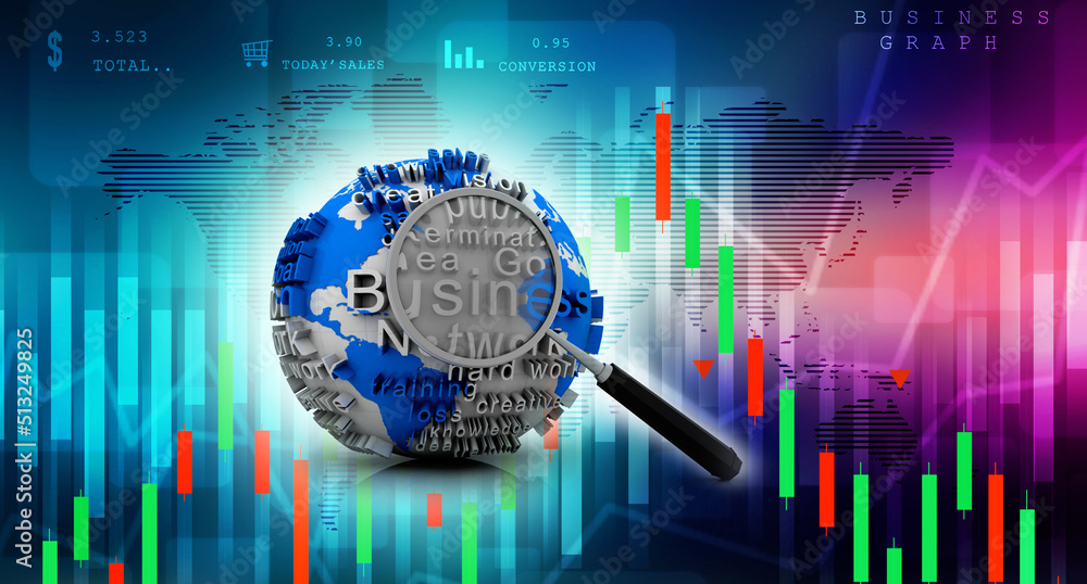 Poster 3d rendering globe search concept