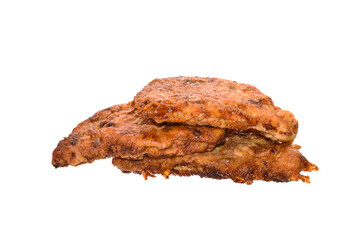 fried meat isolated on white background
