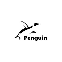 Silhouette character of penguin jumping