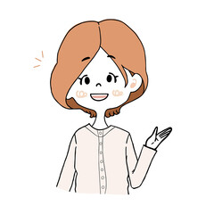 「どうぞ」と片手を横に添える女の子のイラスト