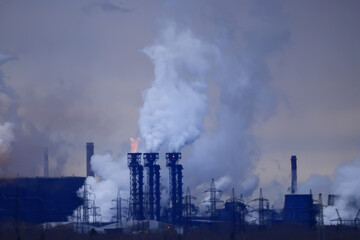 Fototapeta na wymiar industrial landscape factory smoke pipe