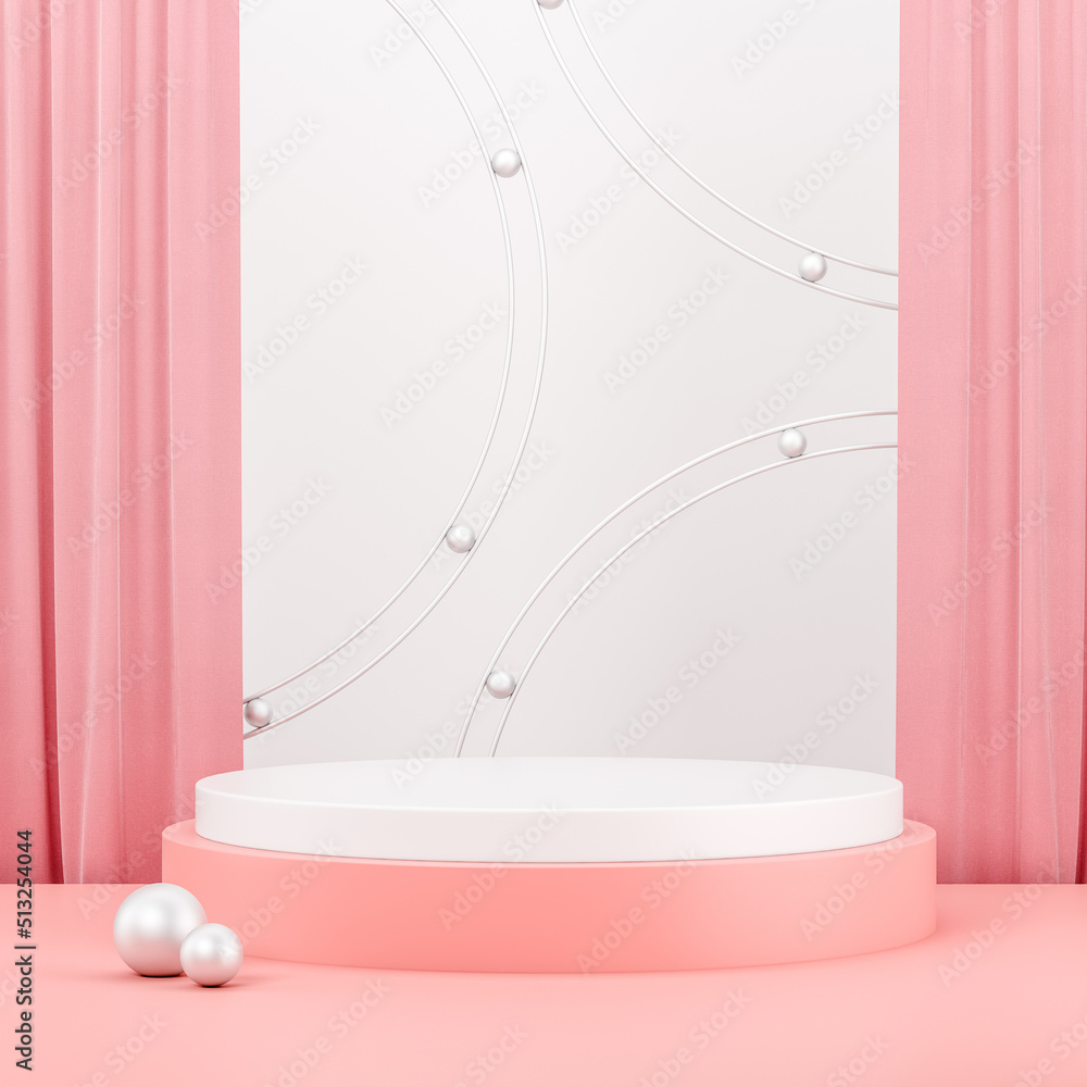 Poster platform and circles on background, mockup for product display