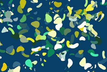 Light blue, yellow vector backdrop with abstract shapes.