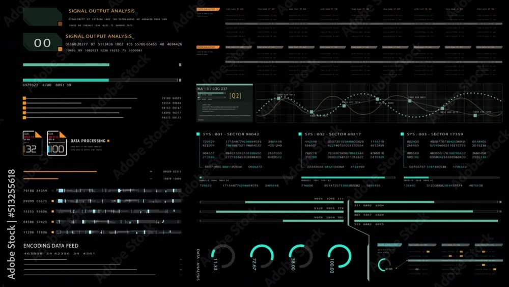 Leinwandbilder Futuristic hi-tech user interface head up display elements with digital data information display for background computer desktop screen