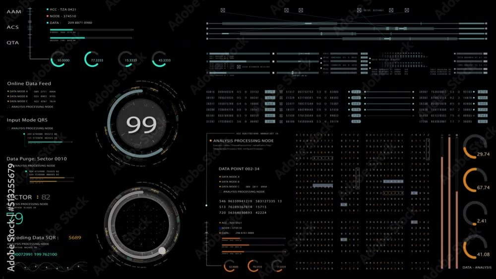 Leinwandbilder Futuristic hi-tech user interface head up display elements with digital data information display for background computer desktop screen