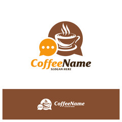 Chat Coffee Logo Design Template. Consult Coffee logo concept vector. Creative Icon Symbol