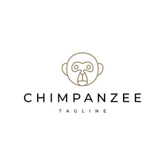 Chimpanzee head line art logo design template