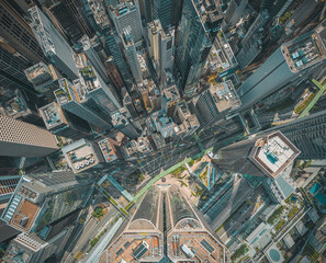 Hong Kong city in top perspective view