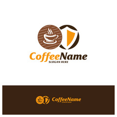 Coffee Shield Logo Design Template. Coffee logo concept vector. Creative Icon Symbol