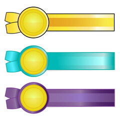 Collection colorful award ribbons set