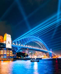 Wall murals Sydney Harbour Bridge city harbour bridge at night