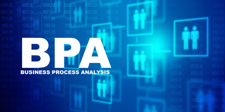 
2d illustration BPA - Business Process Analysis acronym, business concept background