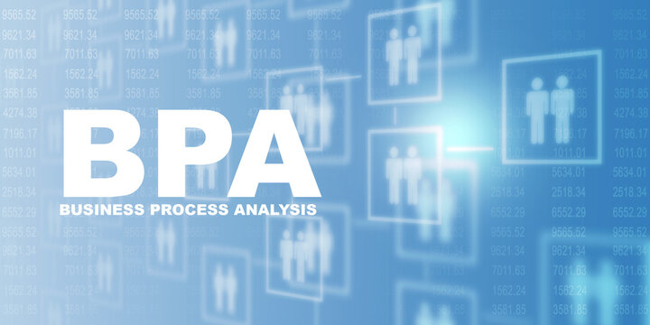 
2d illustration BPA - Business Process Analysis acronym, business concept background