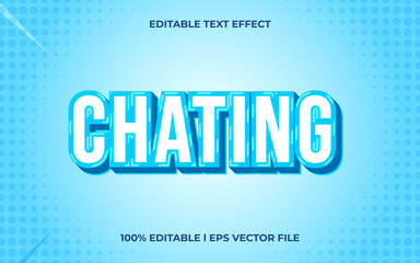 Obraz premium Chating 3d text effect with modern theme. blue typography template for minimalist tittle