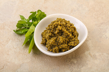 Green sauce pesto with basil