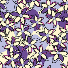 Seamless pattern with flowers. Graphic arts. Sketch. Stylized as watercolor and ink.